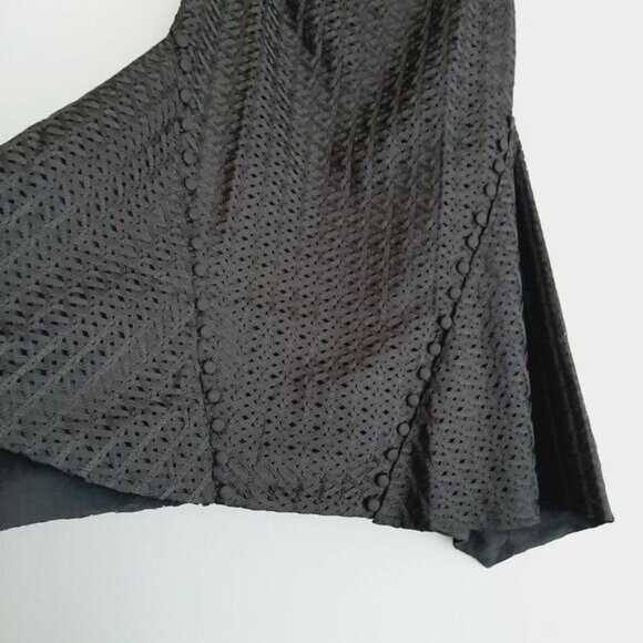 C/MEO / Collective Silver Bells Woven Texture Midi Length Skirt Black Sz M - Picture 6 of 16